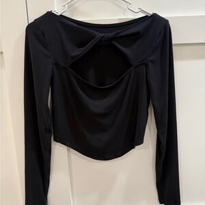 Lululemon Athletica Black Long Sleeve Cut Out Crop Top